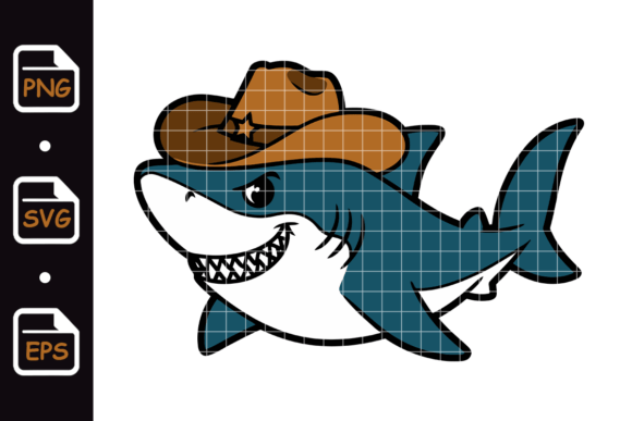 Cartoon Cowboy Shark with Hat Grinning Review