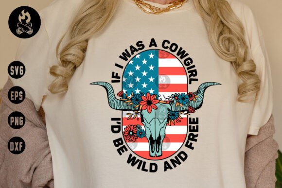 Patriotic Cowgirl Skull SVG: Freedom Embroidered in Style