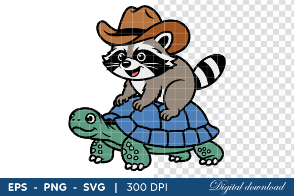 Raccoon with Cowboy Hat Riding Tortoise: A Fun Design for Real Projects