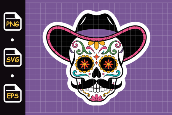 Review: Colorful Sugar Skull with Cowboy Hat