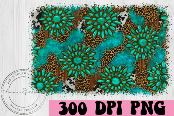 Western Turquoise Cheetah Cow Background